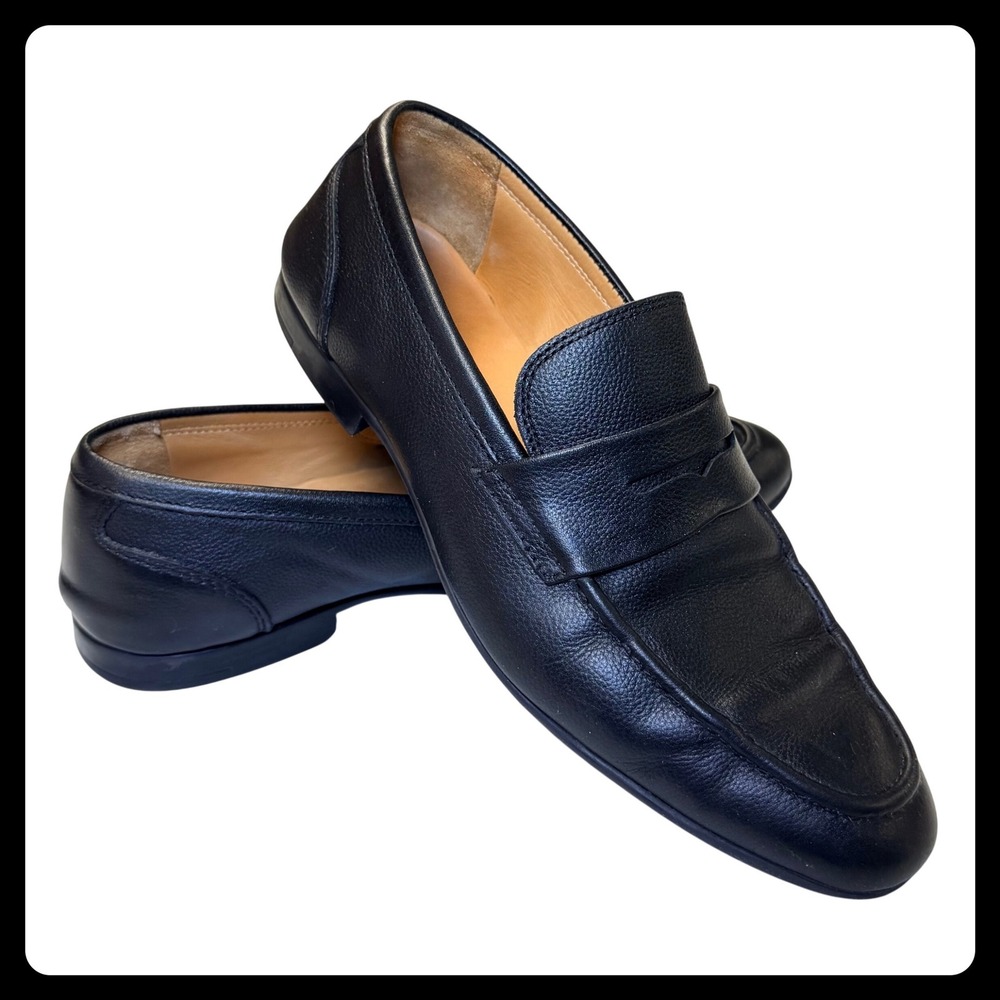 Vittorio Russo Millar Penny Loafers Men 8.5 Black Leather Slip On Dress Shoes